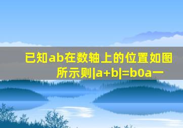 已知ab在数轴上的位置如图所示则|a+b|=b0a一